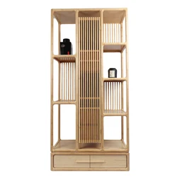 2021 Living room simple and creative natural wood tea cabinet Chinese style wardrobe