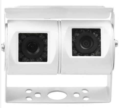 Motorhome Camera Dual Lens 120 Degree View Angle Backup Car Reversing Aid White Anti-corrosion Stainless Steel Camera