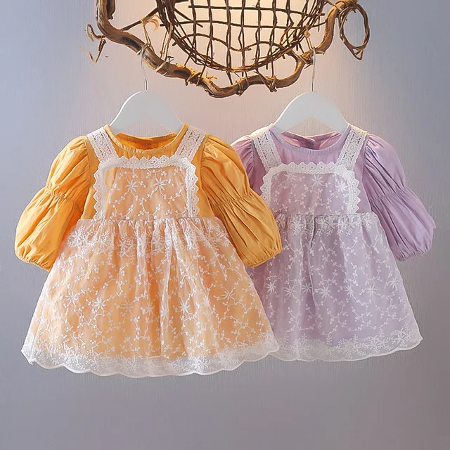 Tulle Vintage Fall Baby Clothes Dress Soft Tutu Princess Girls Children Frocks Designs