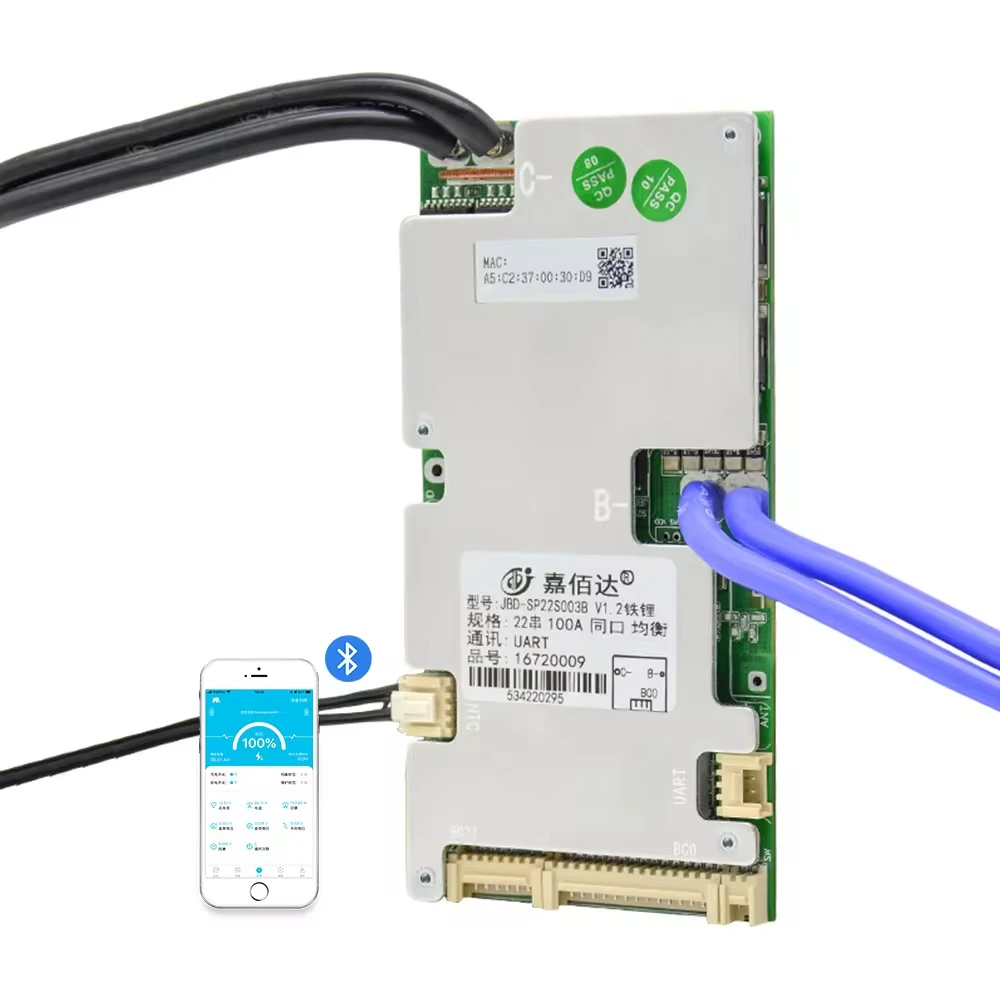 Система управления литиевыми батареями JBD SP22S003B 6S-22S 40A 50A 80A 100A LiFePO4 Li-Ion Smart 24V 36V 48V 60V 72V