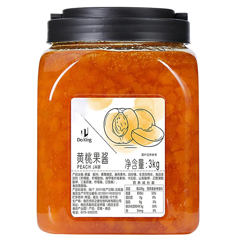 Doking wholesale 3KG milk tea materials high content of multiple flavors large granules peach jam bubble tea ingredients