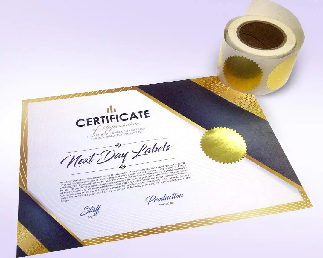 2 Inch round Reusable Gold Metallic Adhesive Sticker Seals with Serrated Edge for Cosmetic Packaging Certificate Wafer Envelope