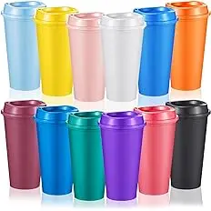 16 oz Reusable Plastic Tumblers with Lids Bulk Hot Drink Travel Coffee Mugs for Home or Travel Use for Hot Beverages