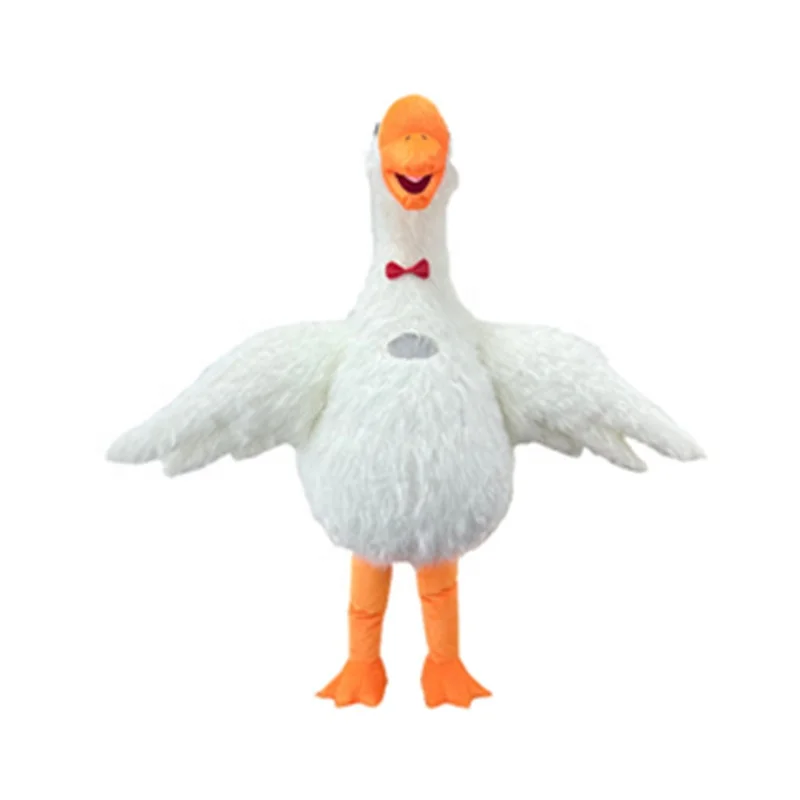 Inflatable White Swan Mascot Costume Adult Furry Goose Suit for Entertainment Stage Wear Full Body Animal Cosplay Dress
