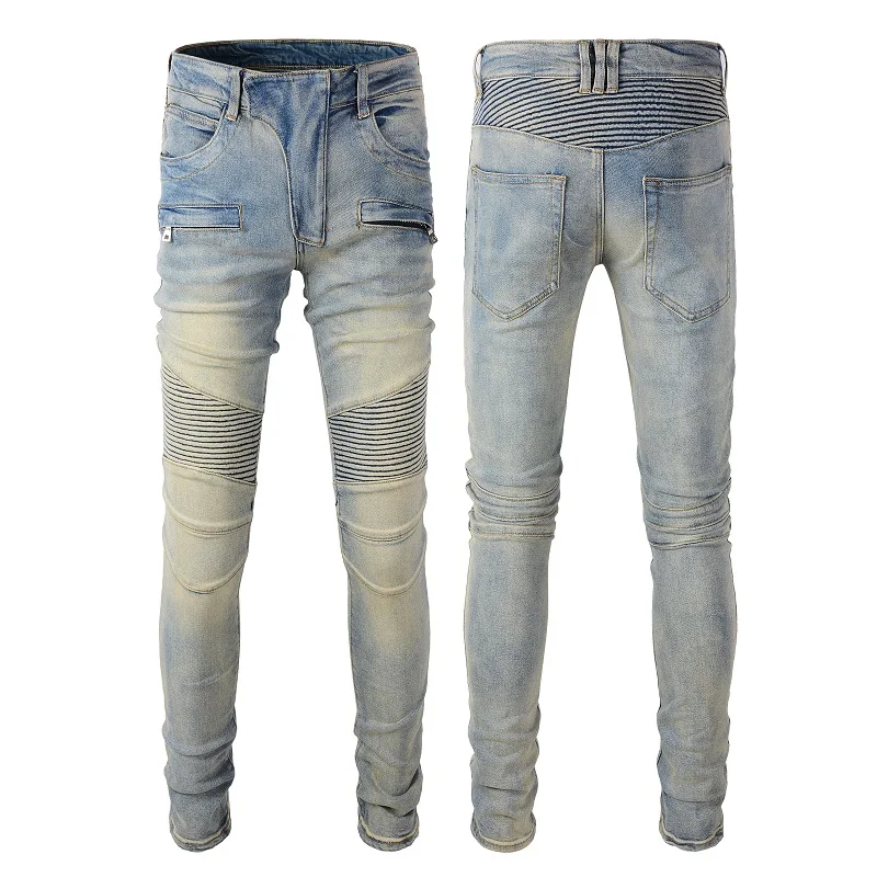 Rts For Dropshipping 1051  New Style Breathable Casual Mid Waist Men fashionable skinny biker jeans men