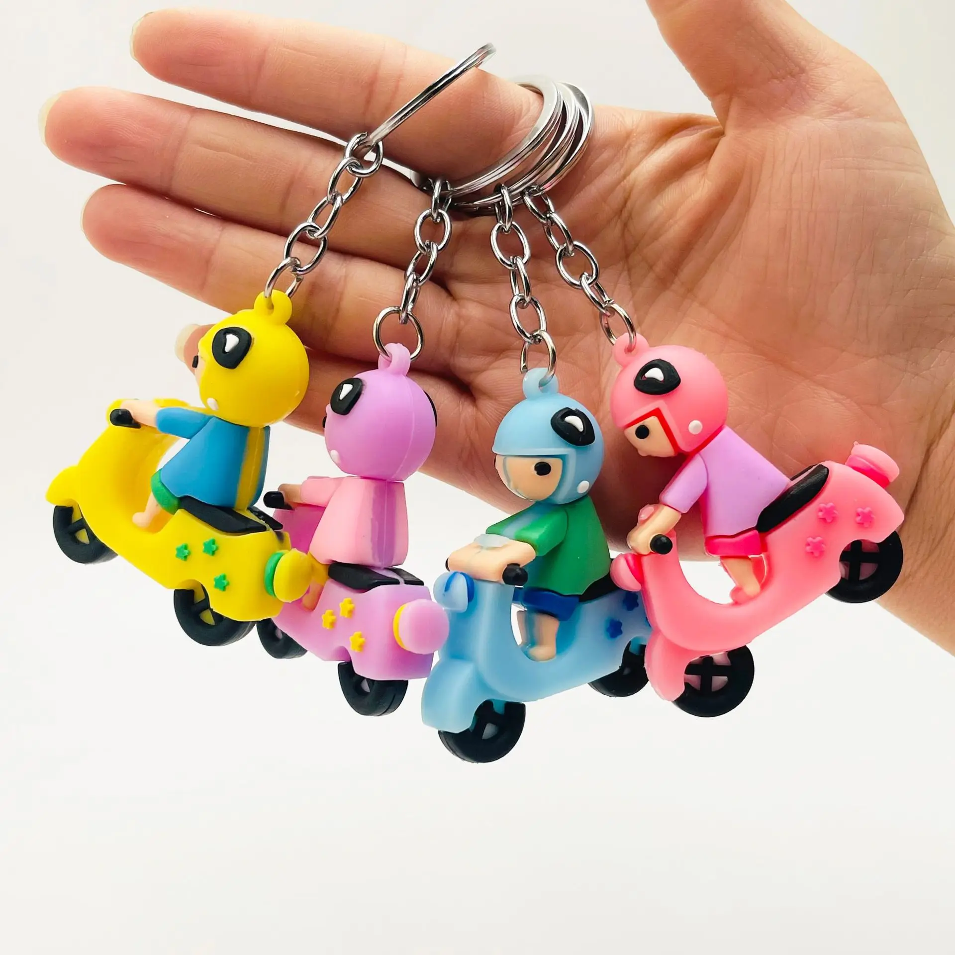 Cute Cartoon 3d Soft Rubber Car Keyring Bag Pendant Wholesale,motorbike car pvc keychain toy key tag student gift