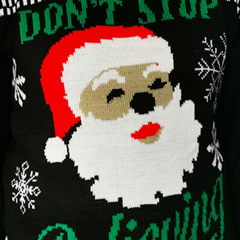 Оптовая продажа, вязаный пуловер на заказ, жаккардовый дизайн Санта-Клауса, недорогой Рождественский свитер, мужские свитера большого размера