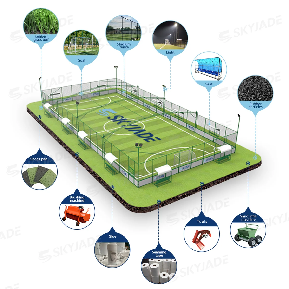 50mm Sports Football Grass SKYJADE Tebwn-Wei High Quality Football Carpet Artificial Grass Soccer Synthetic Artificial Lawn