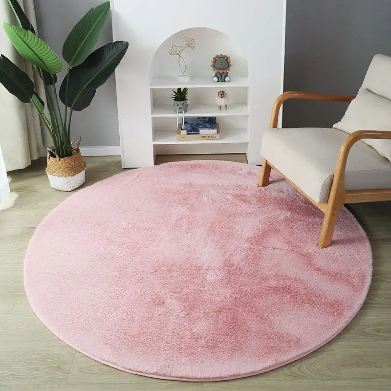 Red Big Round Circle Super Soft Plush Area Rug Custom Luxury Fluffy Fake Rabbit Faux Fur Carpet And Rug For Living Room Bedroom