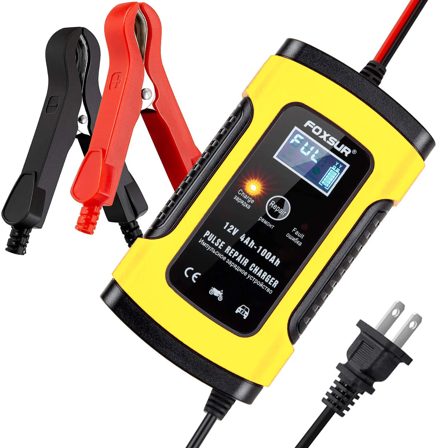 12V 5A LCD Display Pulse Repair Lead Acid Battery Charger Automatic Motorcycle Car Battery Charger