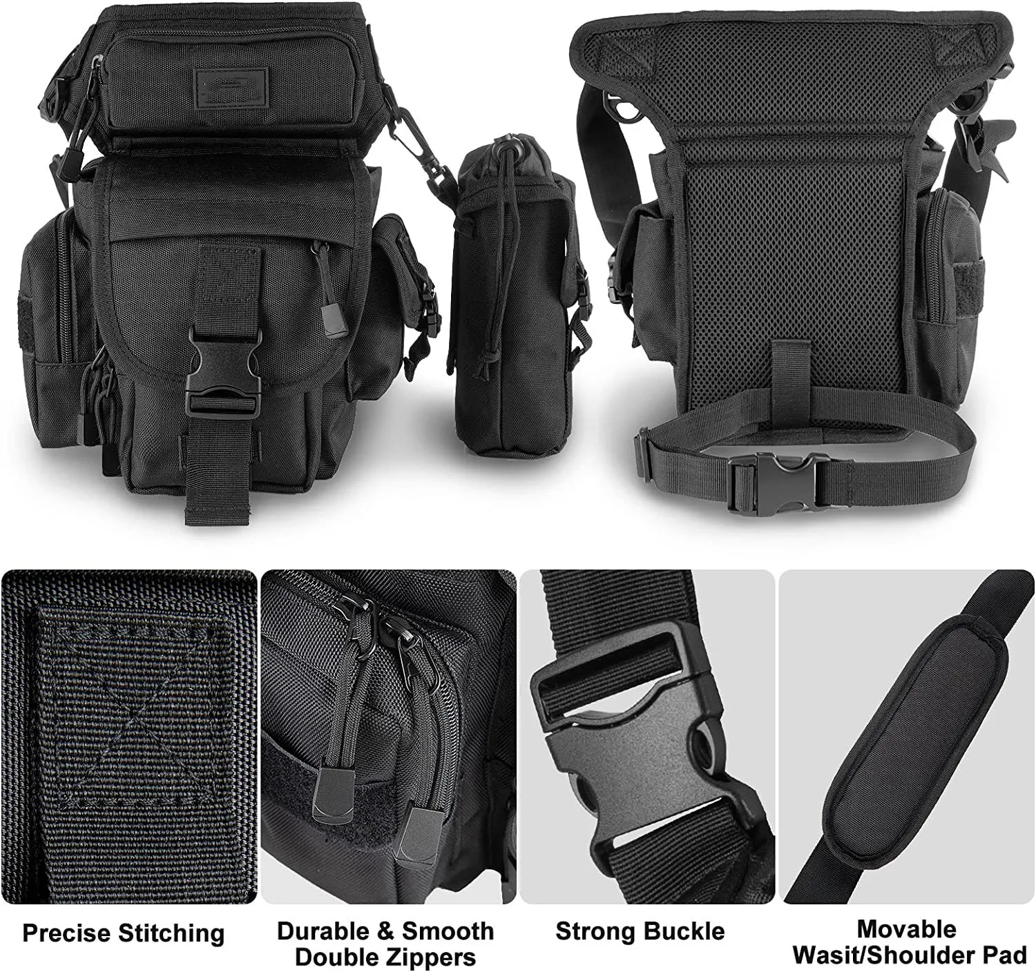 Tactical Men Metal Detecting Outdoor Bike Cycling Hiking Thigh Bag With Water Bottle Pouch Drop Cross Over Leg Bag