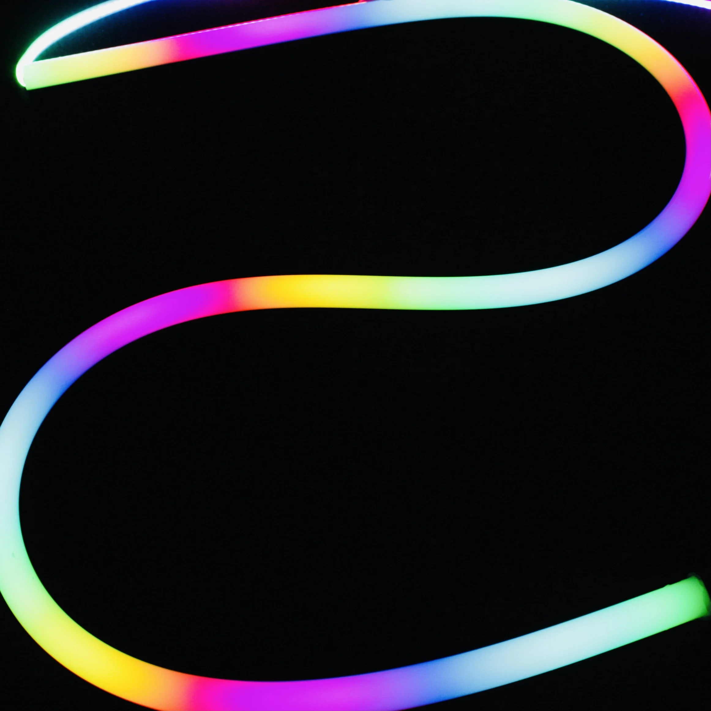  Гибкая черная трубка 360 градусов RGB лента круглая 12 в 24 В Водонепроницаемая наружная силиконовая световая 5050 светодиодная полоса освещения