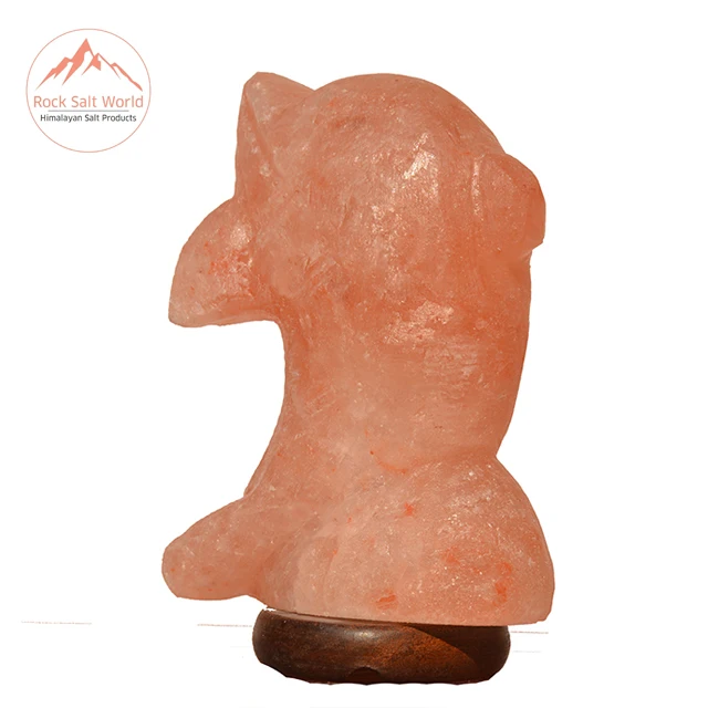 
Himalayan Natural Fish Shape Rock Salt Lamp with Original Wooden Base Cord and Bulb For Home Decoration in Room and Office 