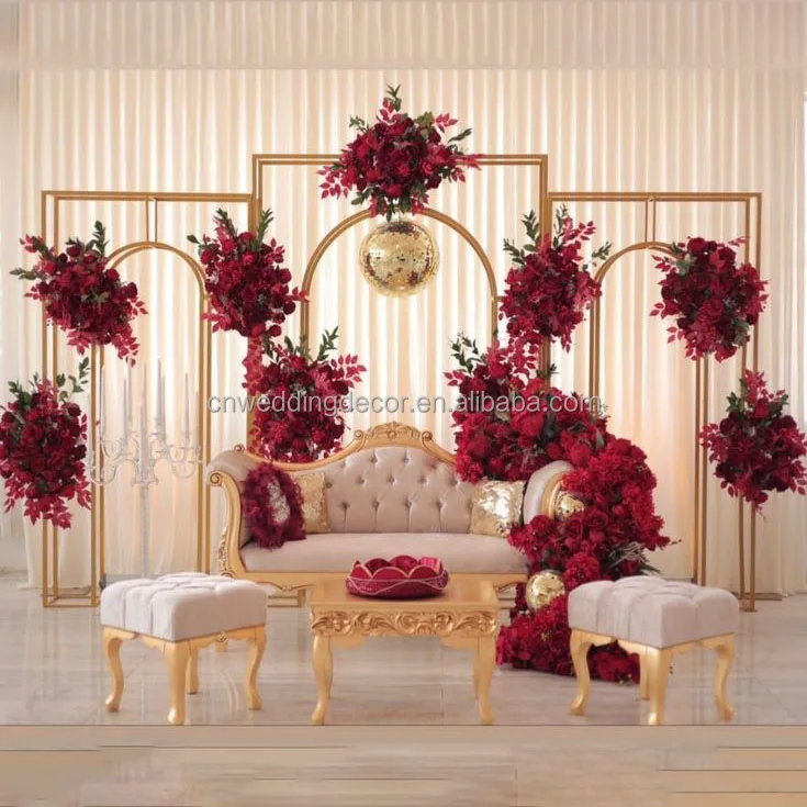 Роскошные подвесные люстры подставки с изогнутой аркой фон из нержавеющей стали металлическая Золотая рамка для свадебного украшения