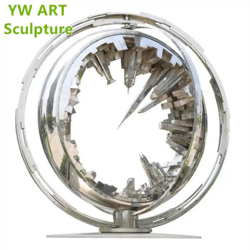 Hollow Art Abstract Stainless Steel Metal Large Ring City Public Art  Decoration Sculpture