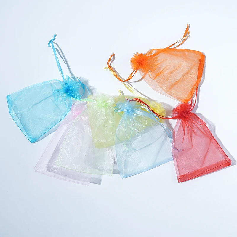 wedding custom printed logo drawstring organza pouches jewelry packaging bag  forgiftsbags