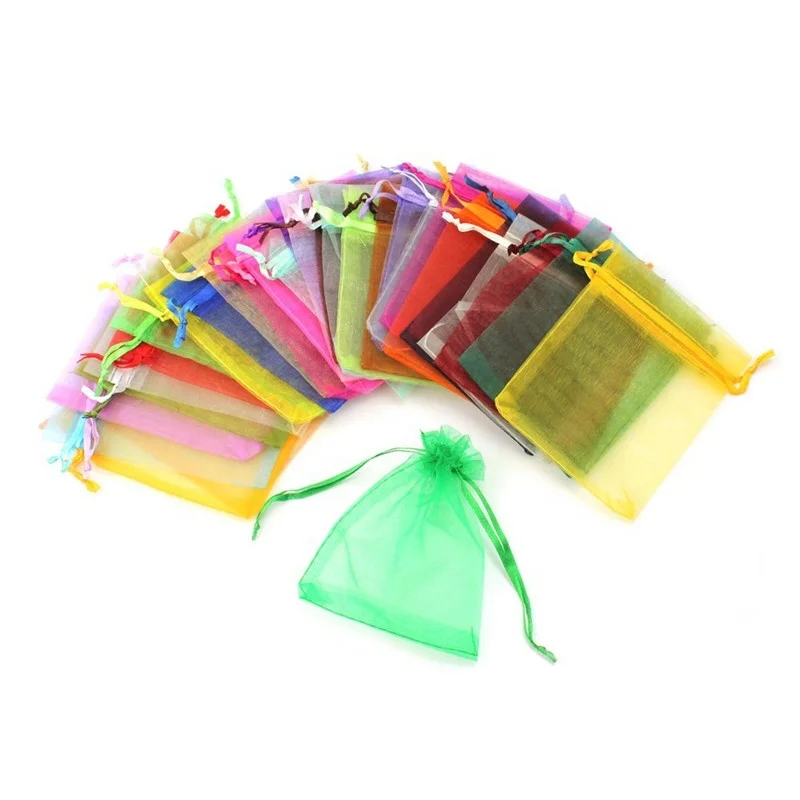 Органза для упаковки ювелирных изделий, мешочки со шнурком для ожерелья, серег, упаковки, 3,54 дюйма х 4,72 дюйма (9 х 12 см)