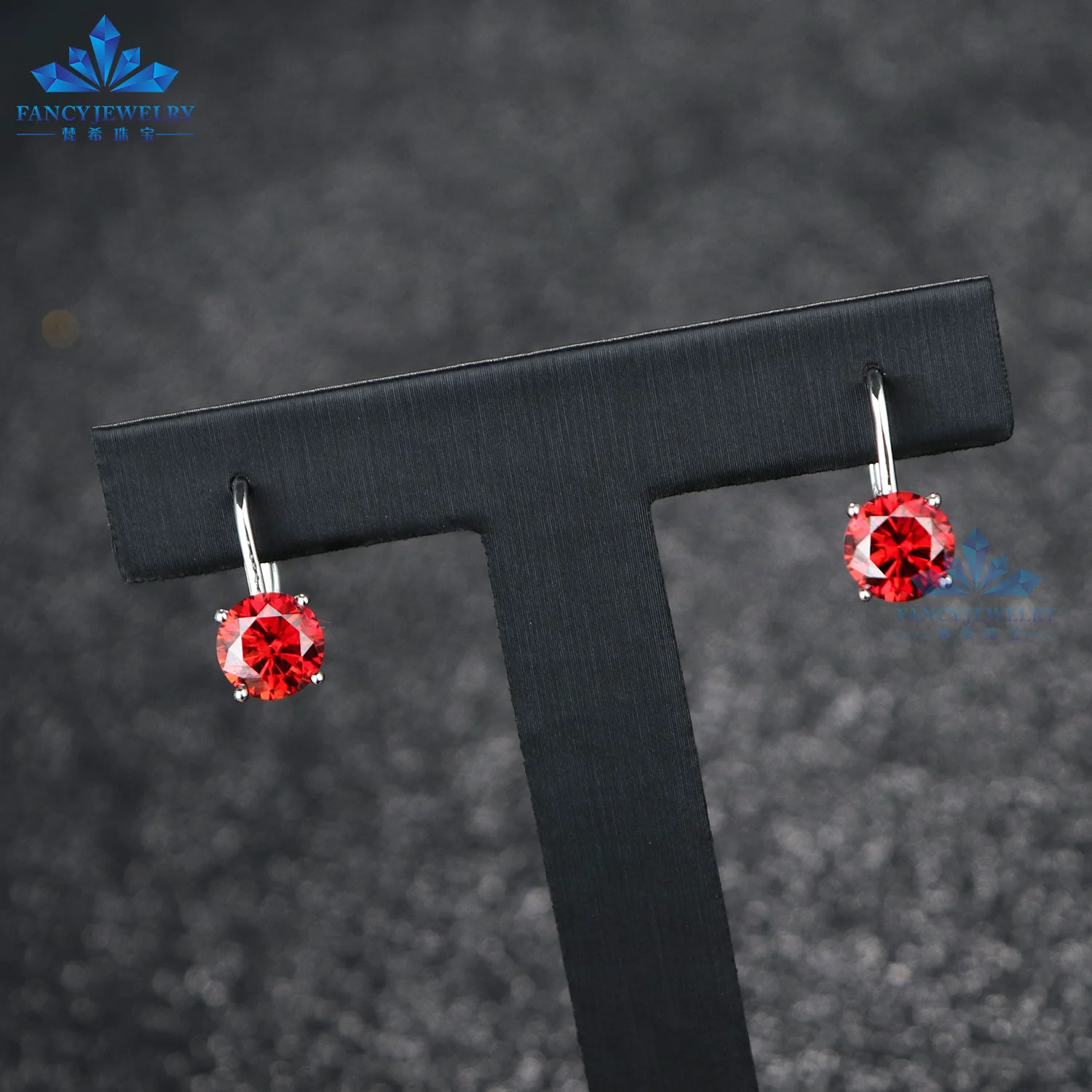 925 sterling silver 2carat round brilliant cut colorful moissanite  clip on earrings for women