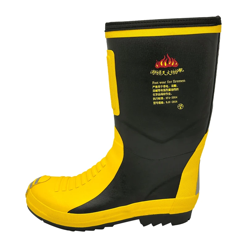 High Quality Safety Steel toe and steel sole Neoprene&Natural rubber Reflective Fire Resistant Firefighting boots for men
