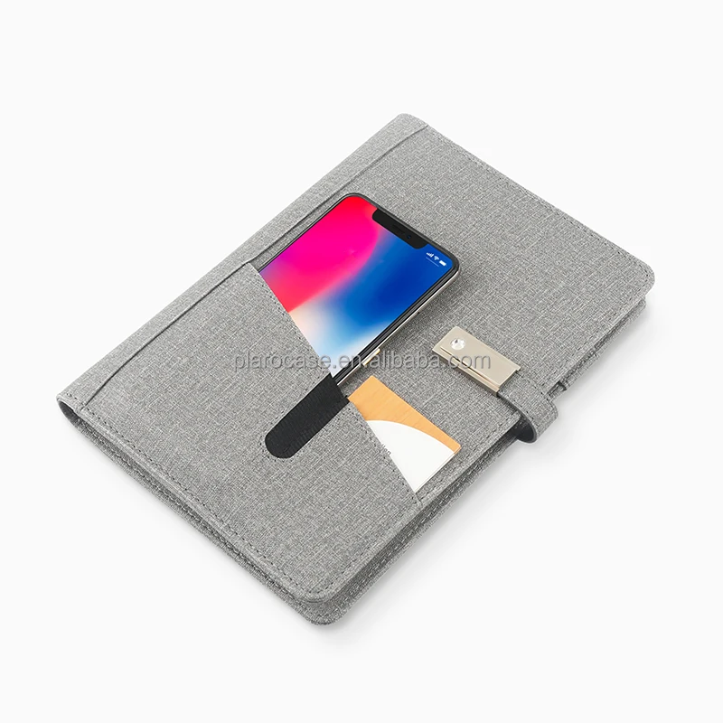 A5 Leather Magnetic Notepad with Power Bank USB