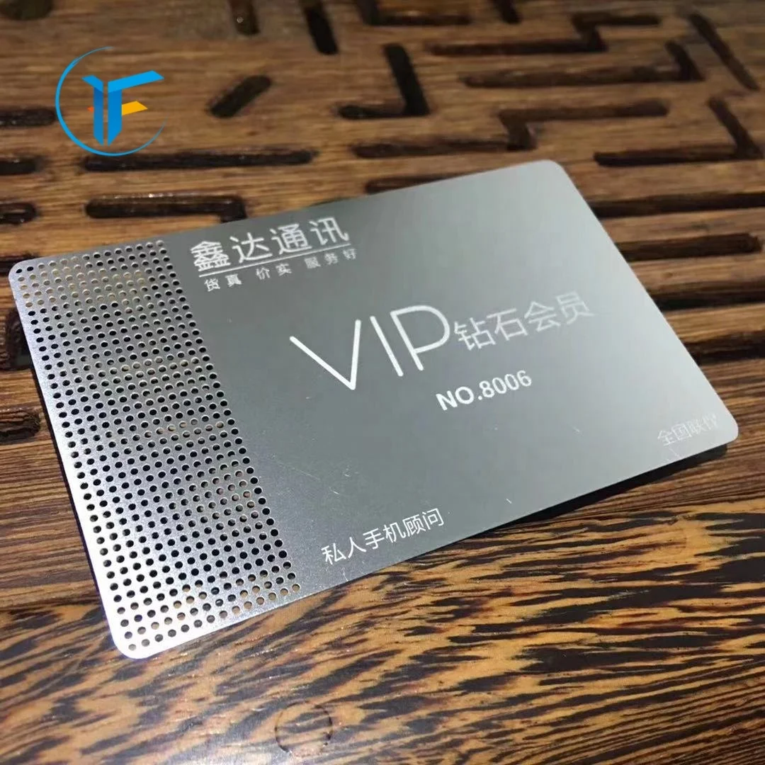 Silver vip nfc metal card stainless steel silver laser cut metal business card flower grinder custom silver metal card
