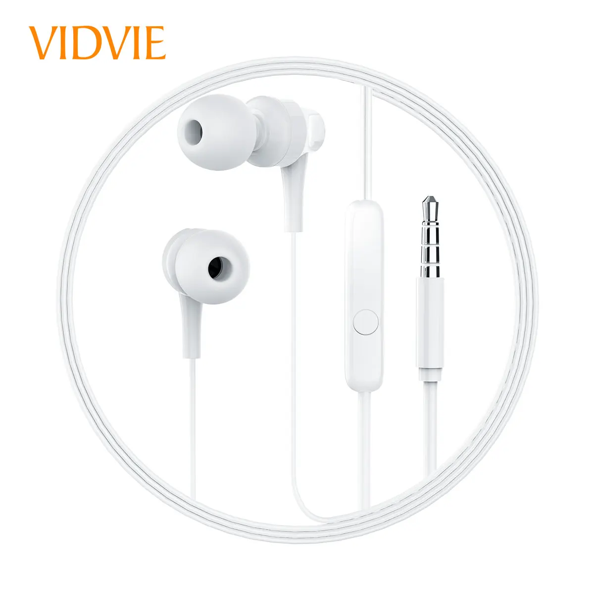 
VIDVIE Newly Born Cheap White in Ear Wired Handsfree 120cm TPE Line Wired Earphone with Built in Mic 