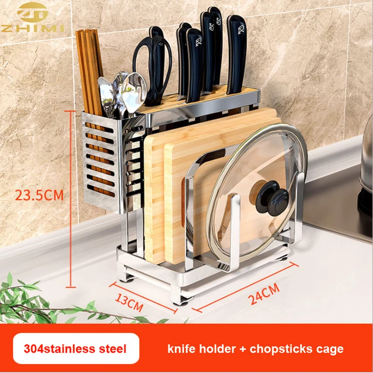 Многофункциональный настольный органайзер для кухонной утвари, органайзер для хранения, держатель для сушки ножей из нержавеющей стали