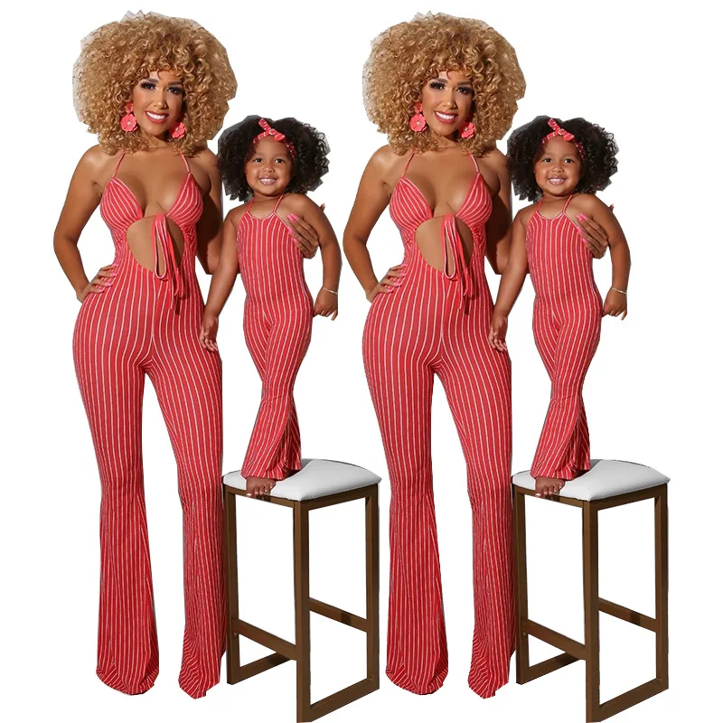  Mom and Me Jumpsuit Women Sexy One Piece Kids Rompers Long Pants Mommy