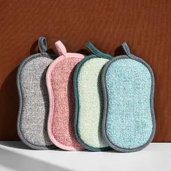 BONNO Durable Scrub Scouring Sponge Non-Scratch Microfiber Sponge Along with Heavy Duty Scouring Power Cleaning of Dishes
