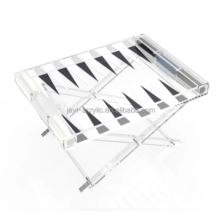 JAYI Custom Folding Acrylic Backgammon Game Table Set