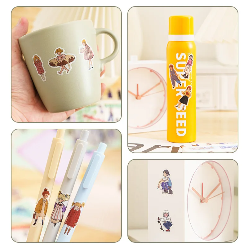 40 Pcs Kawaii Cartoon School Girls Decoration Album Planner Stickers Scrapbooking Diary Sticky Paper Flakes Hand Account Sticker