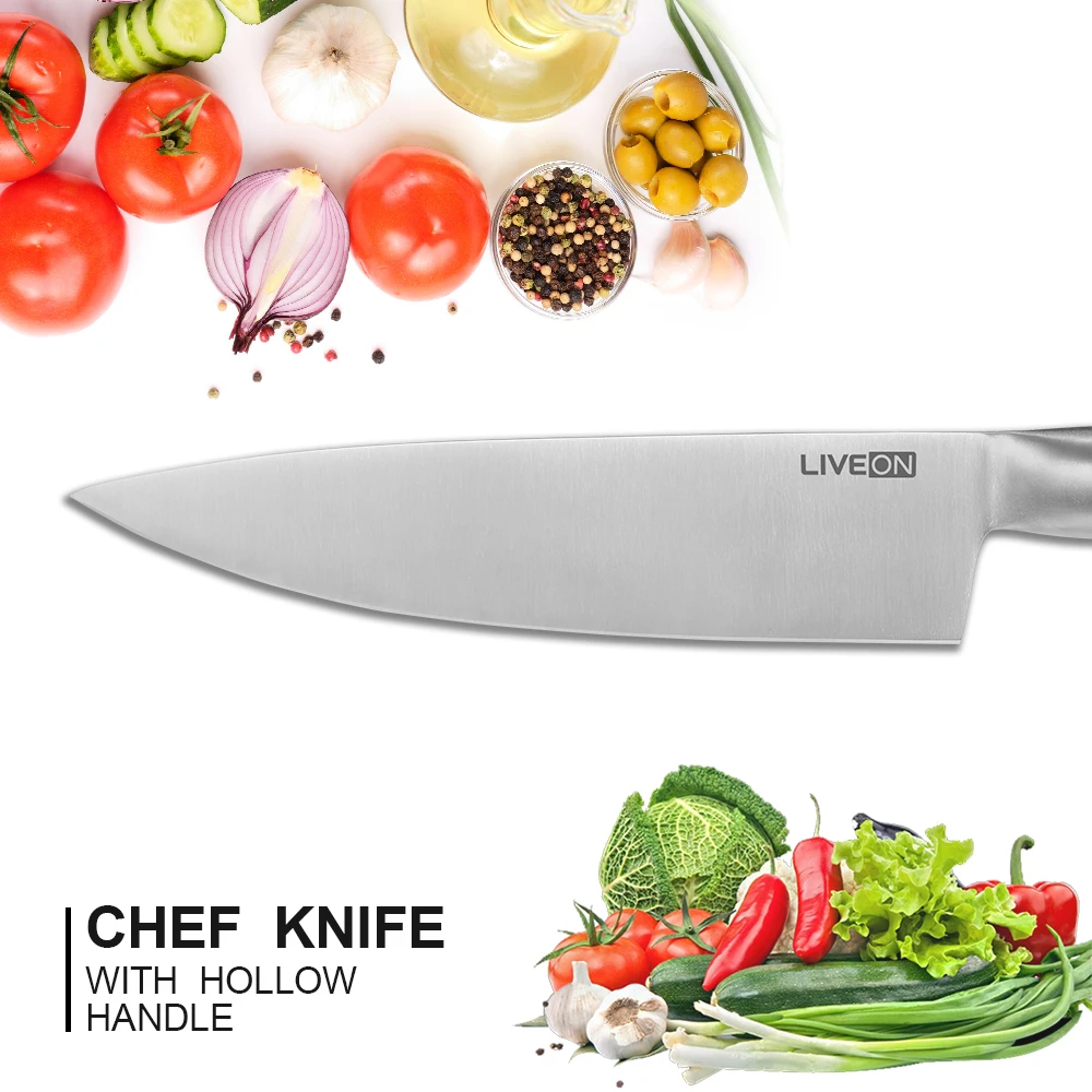 9 pcs Knife Set Kitchen Knife set Block Set Knife with Integrated Hollow Handle