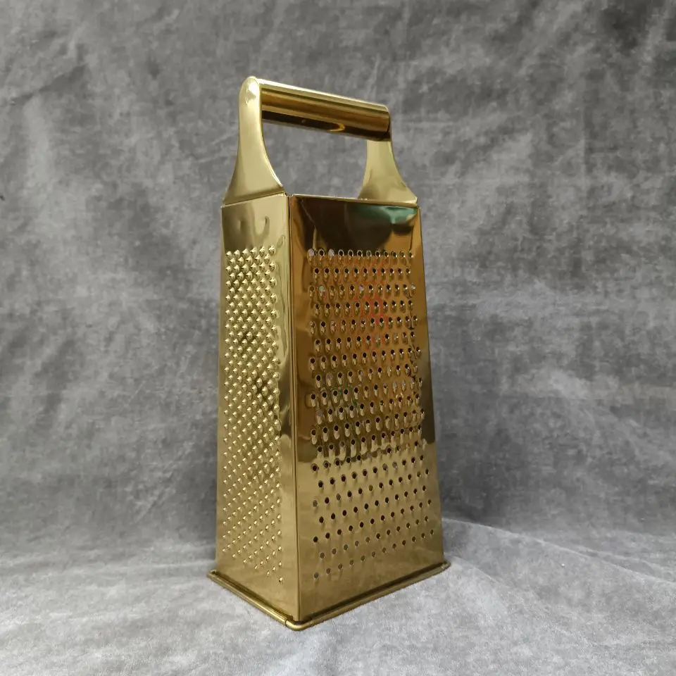 Parmesan Cheese Grater, Vegetables Ginger Grater Kitchen Grater Stainless Steel Zester with 4 Sides Gold Color