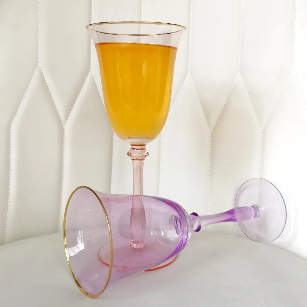 Crystal Ribbed Champagne Glass With Gold Rim Wholesale Luxury Custom Round Hammer Shape Flute Tulip Vintage For Restaurant Bar