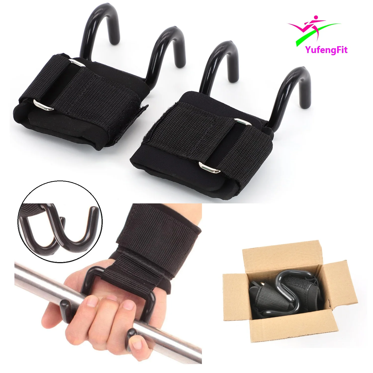 Pull UP Weight Lifting Power Hook Gym Wrist Neoprene Straps Hook Gym Gloves lifting straps sports gym fitness accessory
