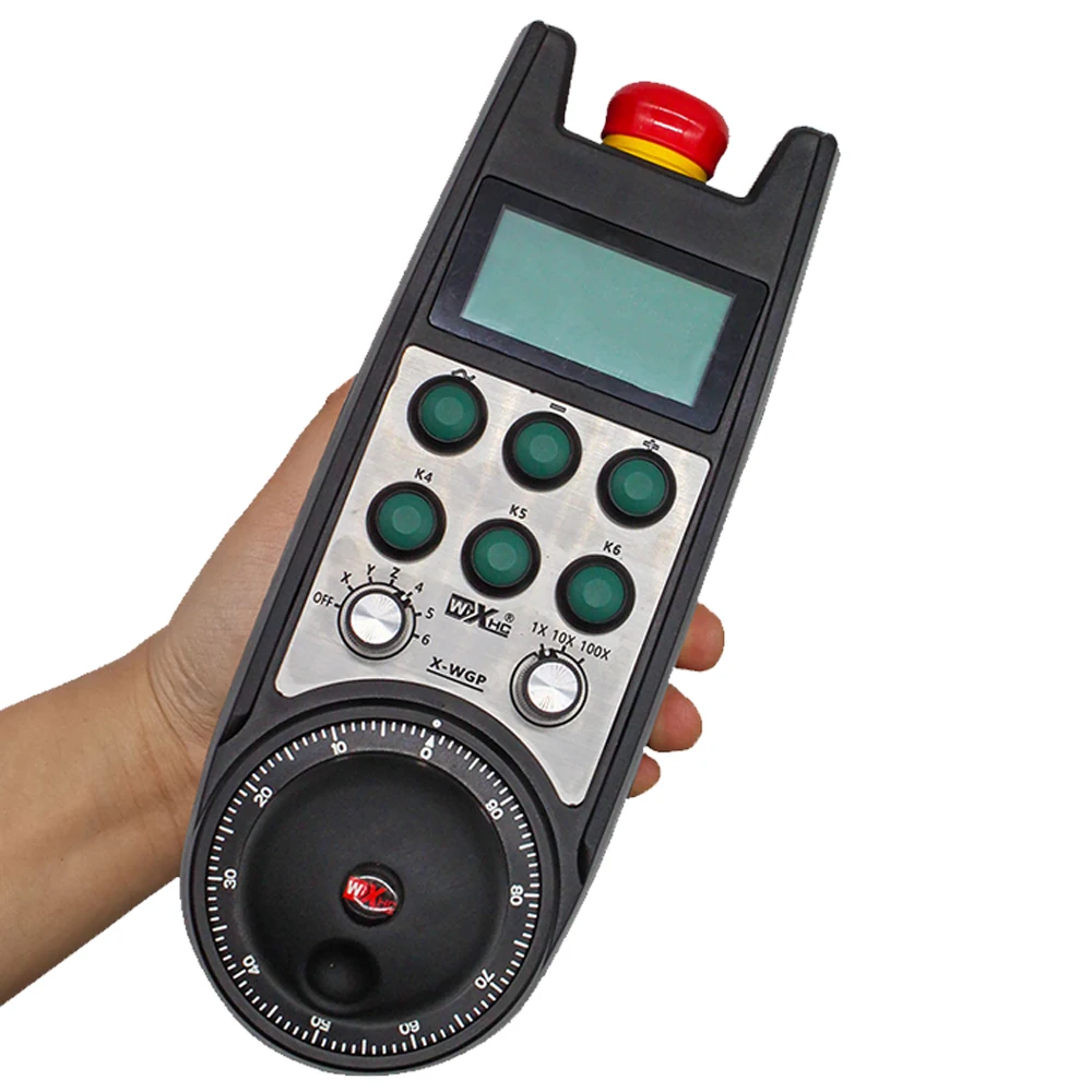 2020 WIXHC Pendant Handwheel with Emergency Stop,6 axis manual pulse generator MPG for Siemens, MITSUBISHI, FANUC