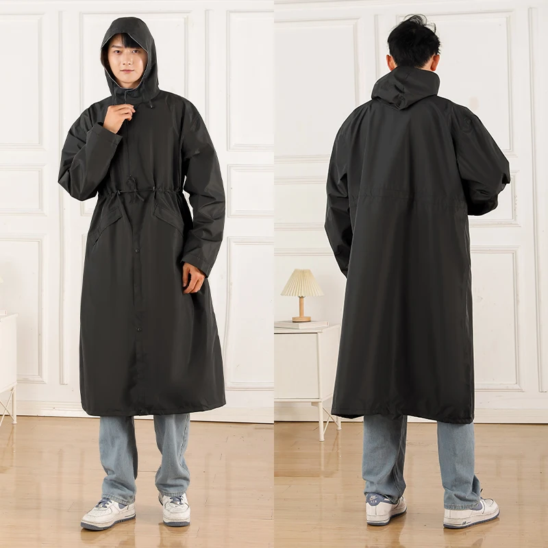 men Rain Jacket Waterproof Long Rain Coats Hooded Windbreaker Lightweight Raincoats Travel Hooded Coats