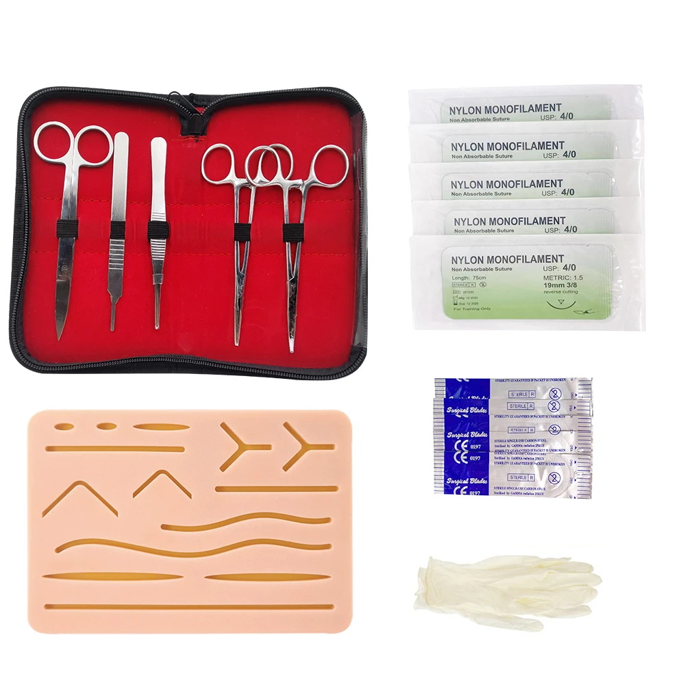 Science Aids training Surgical instrument tool kit/surgical suture package kits set for student Pad Needle Scissors