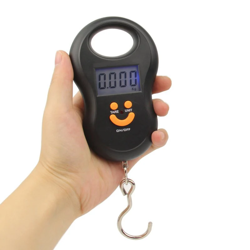 50kg x 10g Mini Digital Scale for Fishing Luggage Travel Weighting Steelyard Hanging Electronic Hook Scale Kitchen Weight Tool