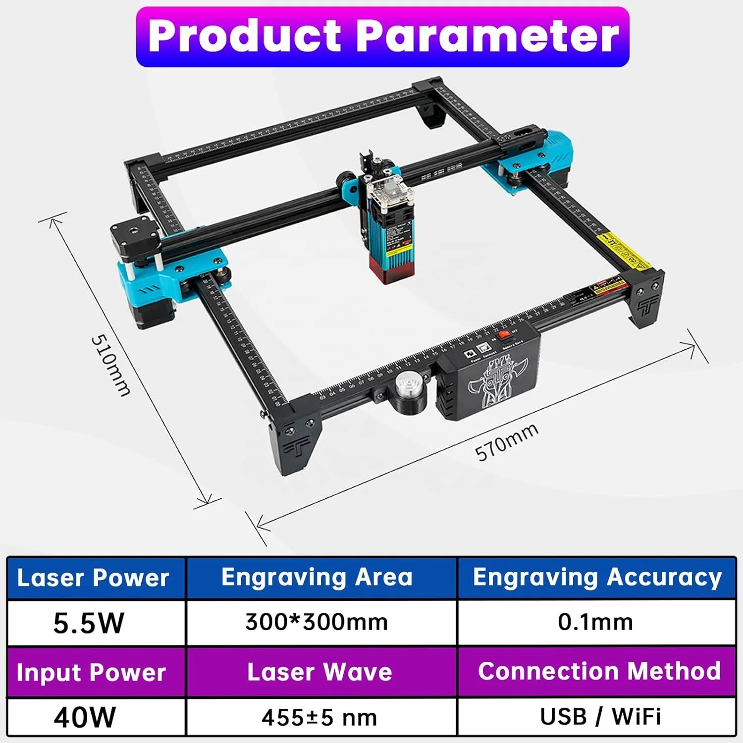 Twotrees Wholesale TTS-55 Pro Fixed-Focus Compressed Spot Eye Protection Laser Design Laser Engraving Cutting Machine