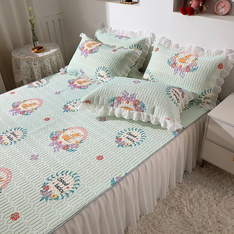 Korean Latex Cool Bed Skirt for Student Mattress Bedroom Dorm Kids Room Skirt Bed Sheets