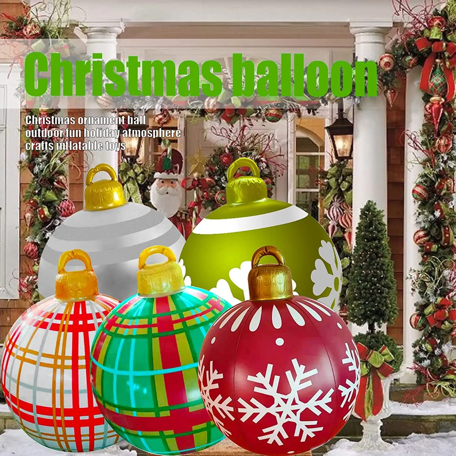 Decorative Christmas Inflatable Ball Attractive PVC Xmas Party Inflatable Ball Toy Garden Decor - 1 (red, 12)