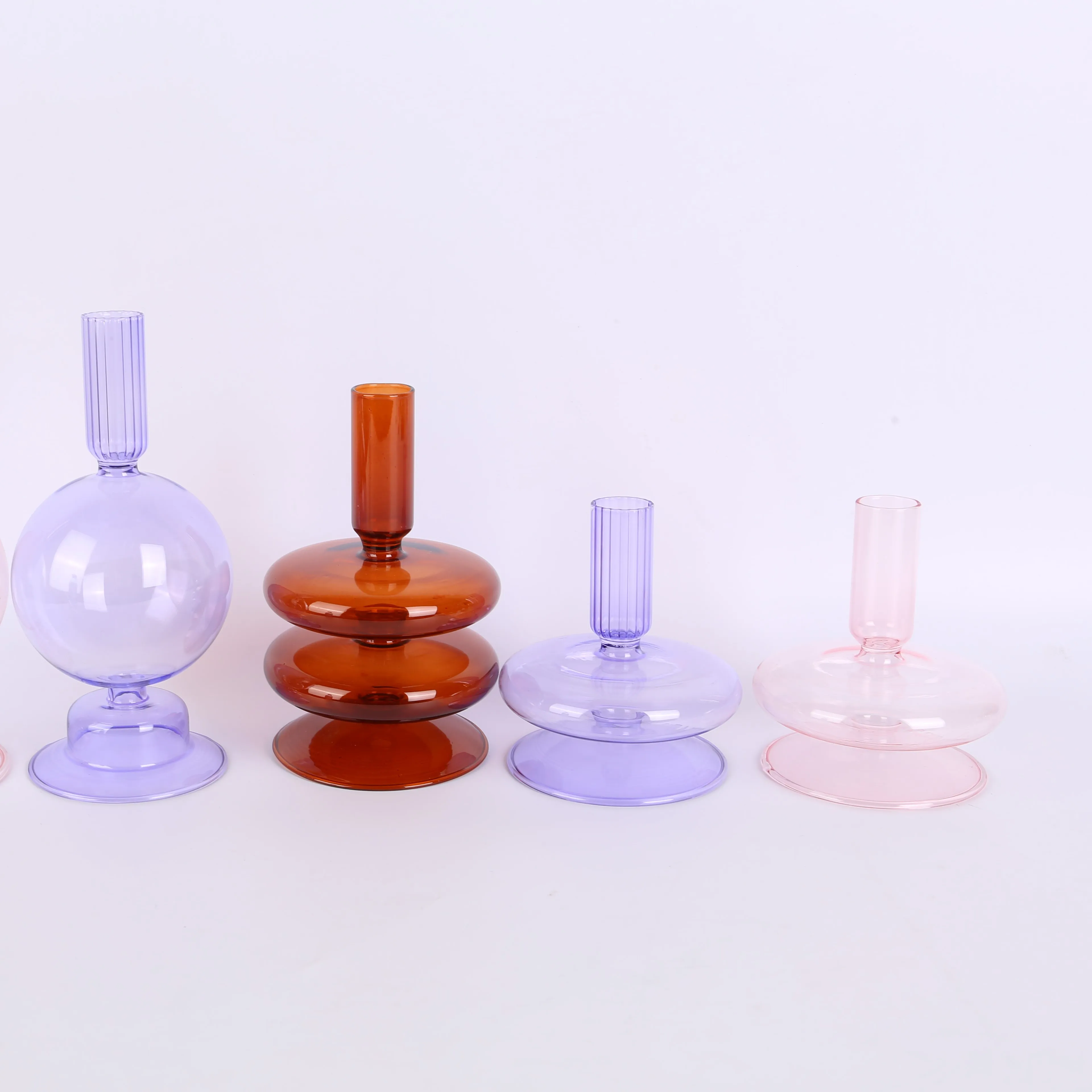 Colored Glass candlestick Diameter 9cm transparent candlestick 28cm high transparent candlestick for room