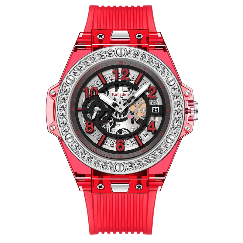 KIMSDUN Luxury Quartz Couple Watch Personality Chronograph Fashion Waterproof Female Male Watches Transparent Simple Glass Men