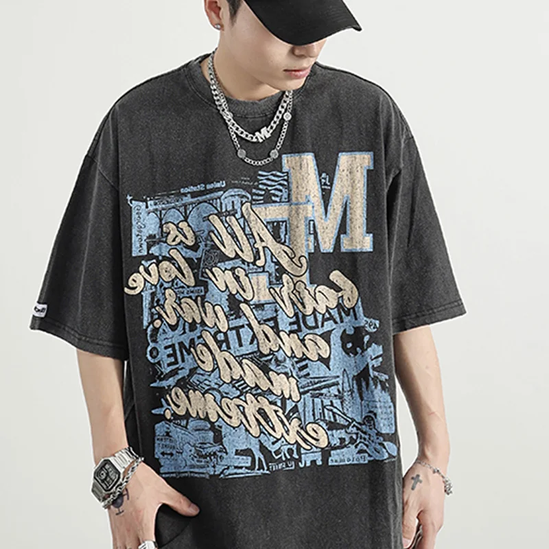 custom puff print 100% cotton t shirt blank heavy cotton 240Gsm screen printing plain graphic tee designer oversize men t shirt