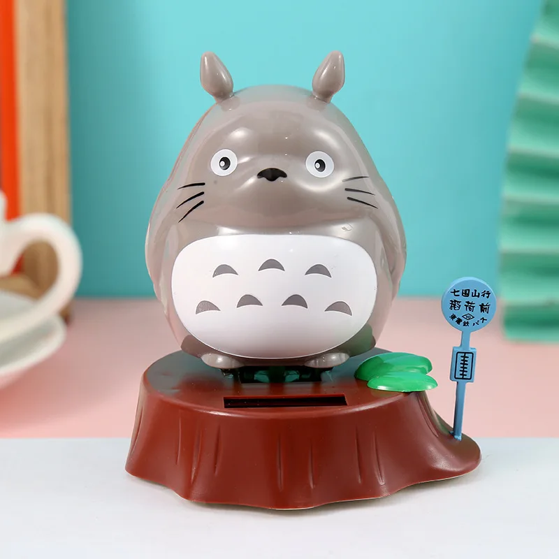 Smart Solar Sensing Rocking Toys Totoro Anime Figurine Solar Gifts PVC Plastic Handmade Decoration Ornament for Car Room Office