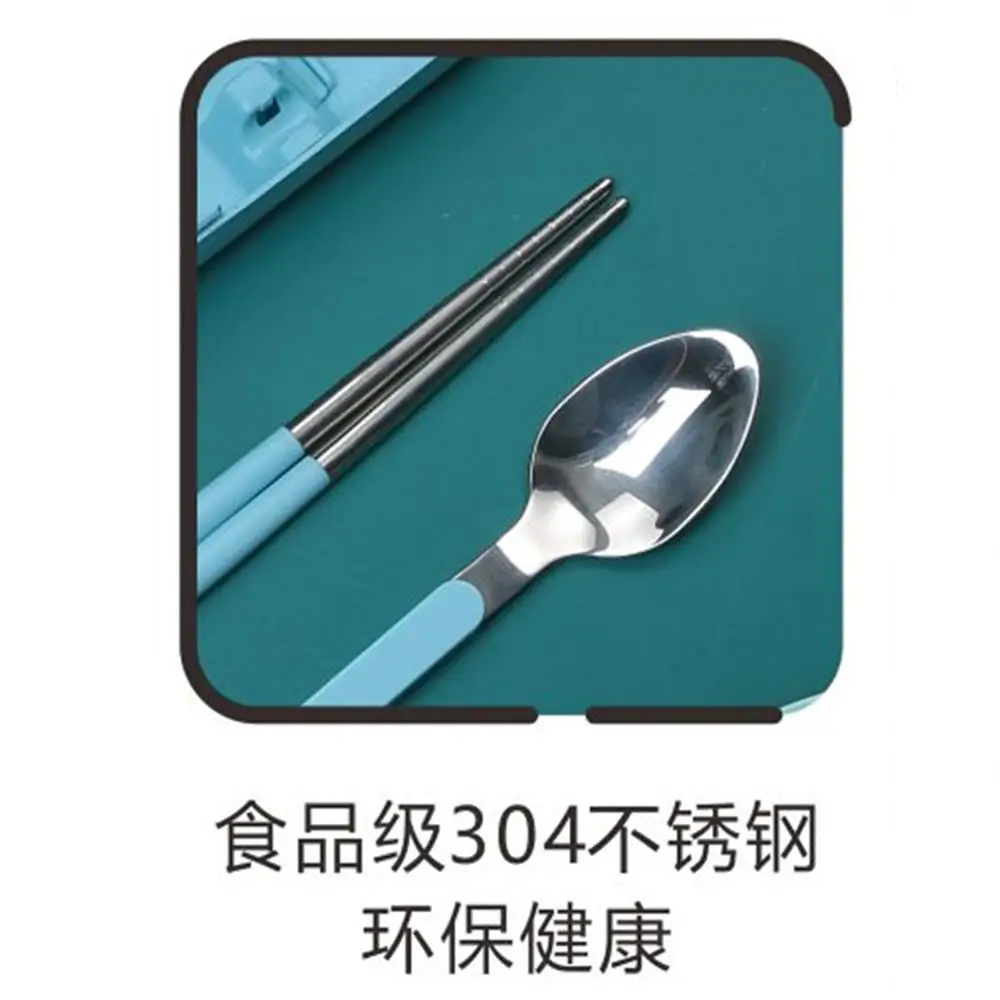 Wheat straw fiber Eco-friendly shell cutlery kit 304#stainless steel spoon and chopsticks set travel sets