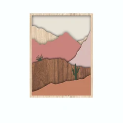 3D Wall art decoration Framed  wooden wall decor For living room interior decoration set of 3