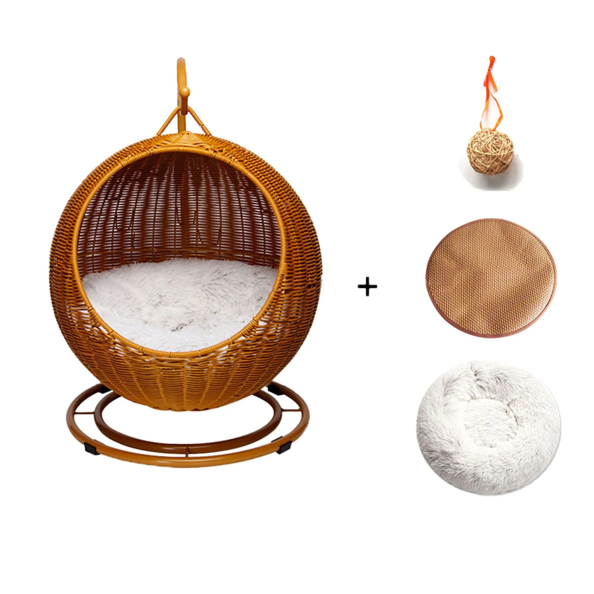 JOYPET Wholesale modern eco friendly warm comfortable house cat furniture raised Hanging handmade rattan cat pet beds
