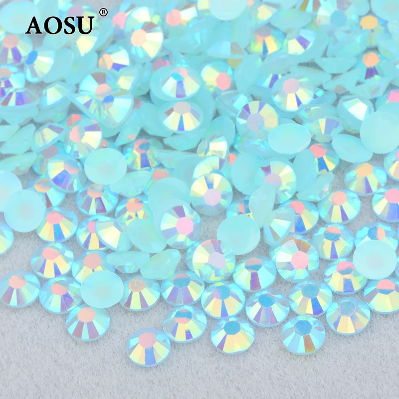 AOSU Wholesale 2mm 3mm 4mm 5mm 6mm Jelly Rose AB Color Crystal Stones Flatback Resin Rhinestones For Clothes